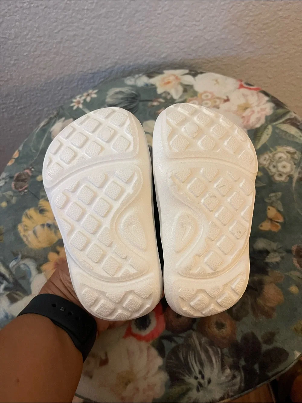 Nike Kids Dark Green and White Slip-On Clog Sandals